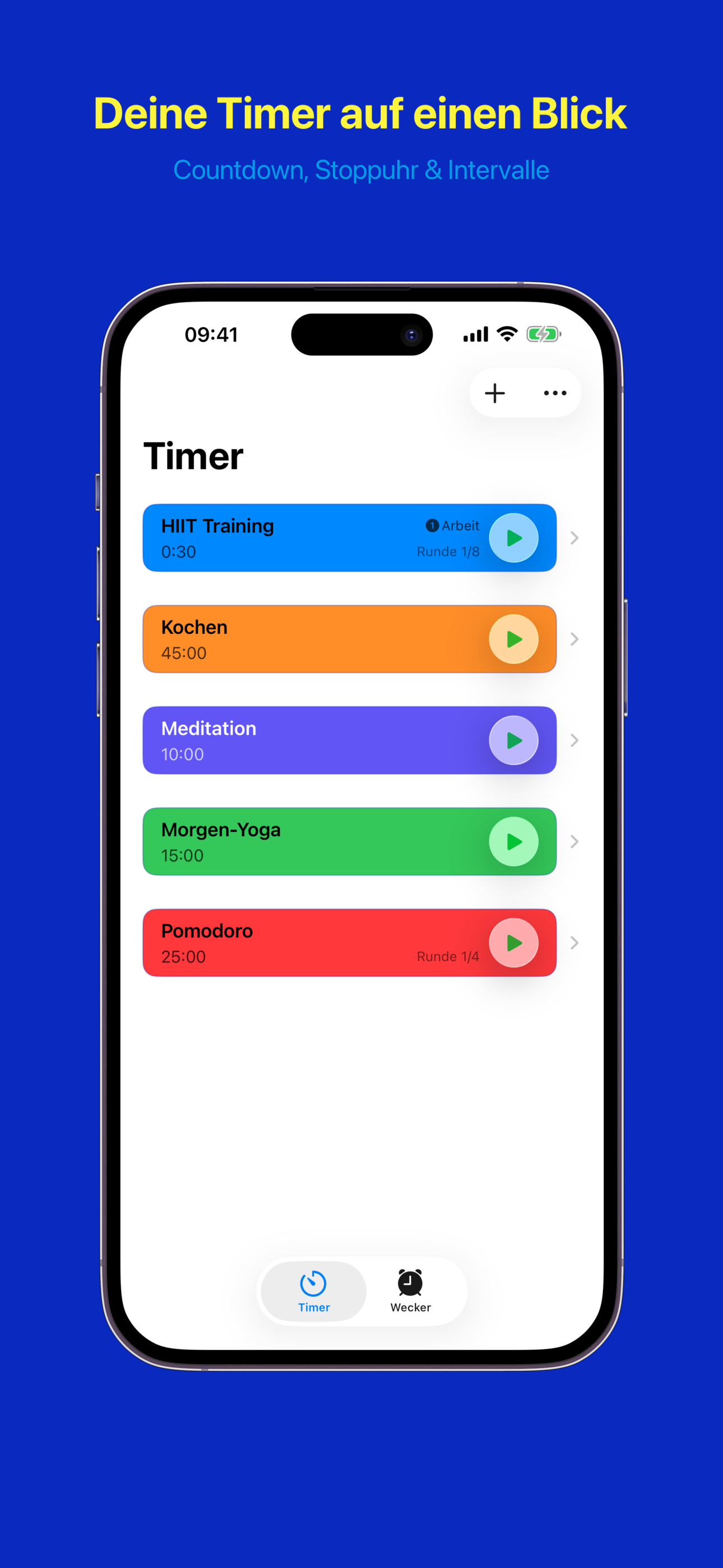 Timerliste mit mehreren Countdown-Timern