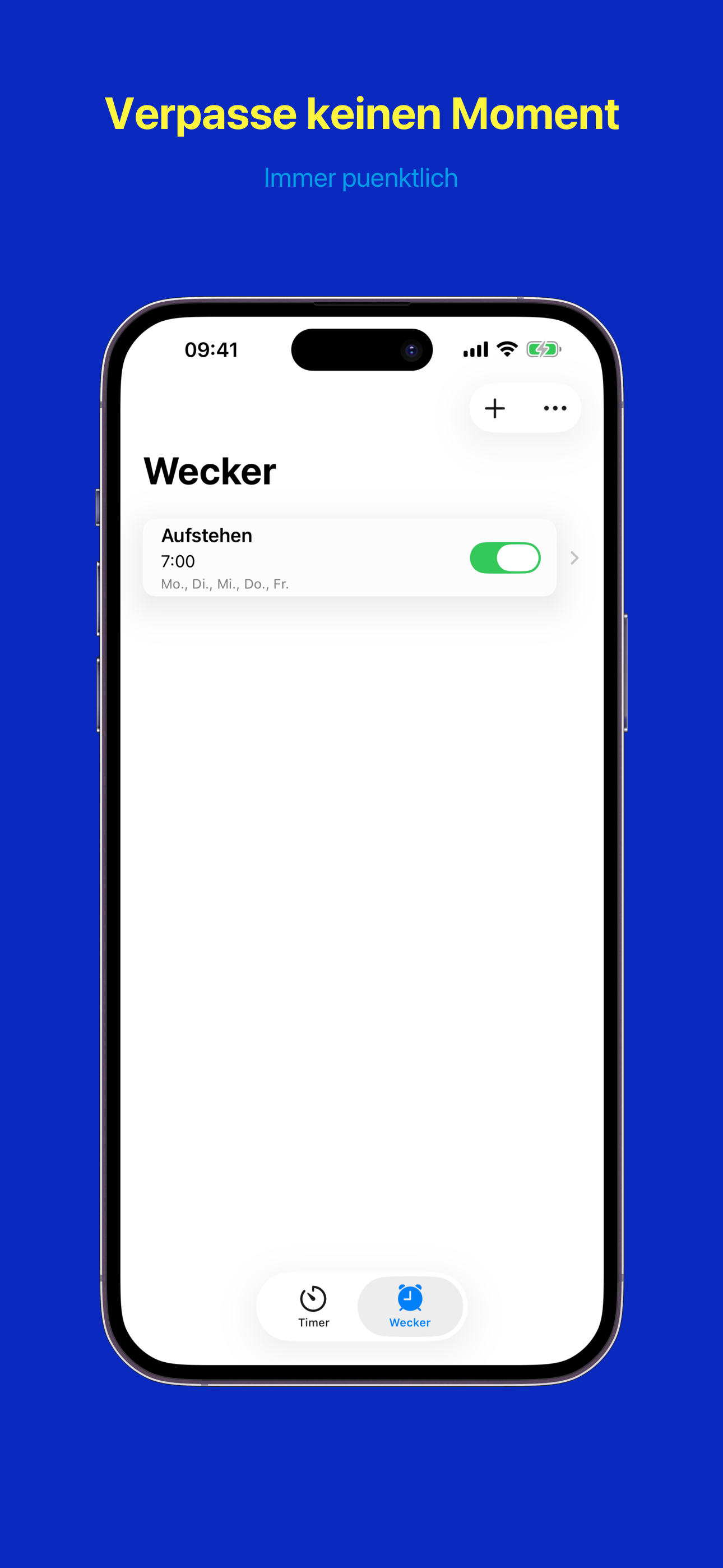 Weckerliste mit Ein-/Ausschaltern