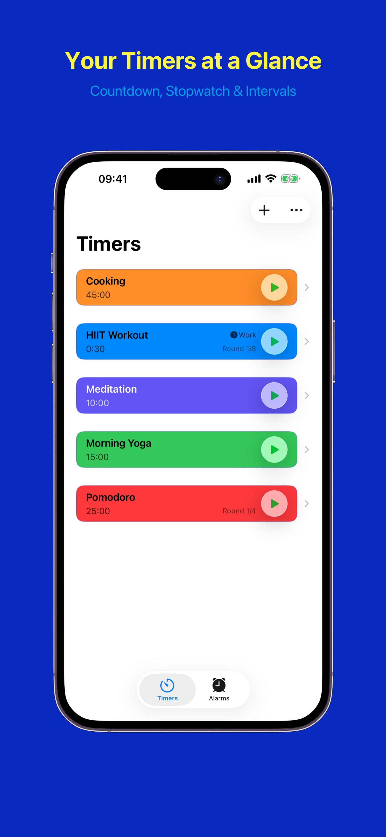 Timer list showing multiple countdown timers