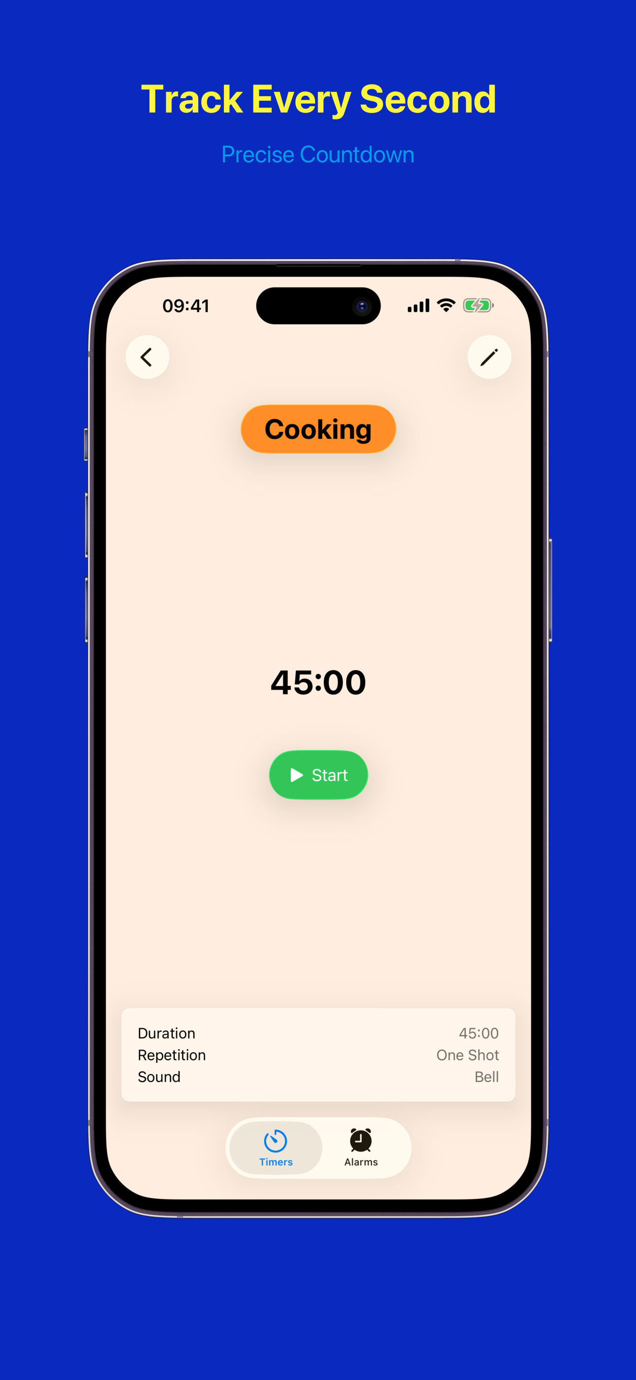 Timer detail view with countdown and controls