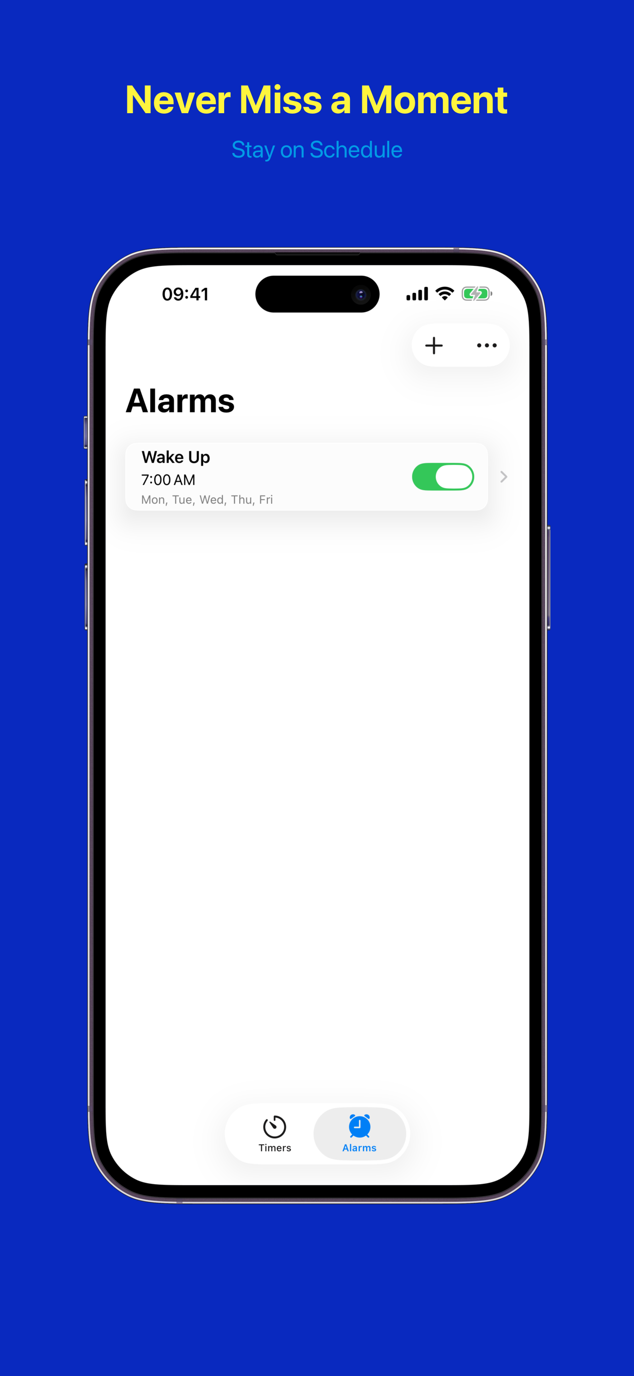 Alarm list with toggle switches